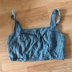 American Eagle Outfitters Blue Plaid Crop Tank